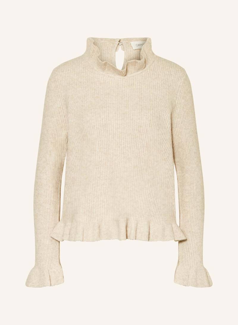 Cartoon Pullover Mit Rüschen beige von CARTOON