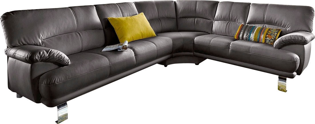 TRENDMANUFAKTUR Ecksofa »Cecilia in italienischem Design, modern und komfortabel, L-Form«, bequeme Armlehnen, mit langem Schenkel von TRENDMANUFAKTUR