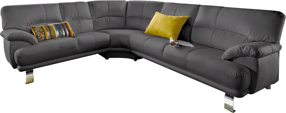 TRENDMANUFAKTUR Ecksofa »Cecilia in italienischem Design, modern und komfortabel, L-Form«, bequeme Armlehnen, mit langem Schenkel von TRENDMANUFAKTUR