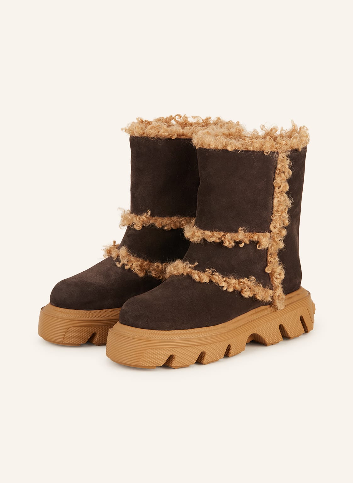 Casadei Plateau-Boots Marika Mit Teddyfell braun Casadei Plateau-Boots Marika Mit Teddyfell braun von CASADEI