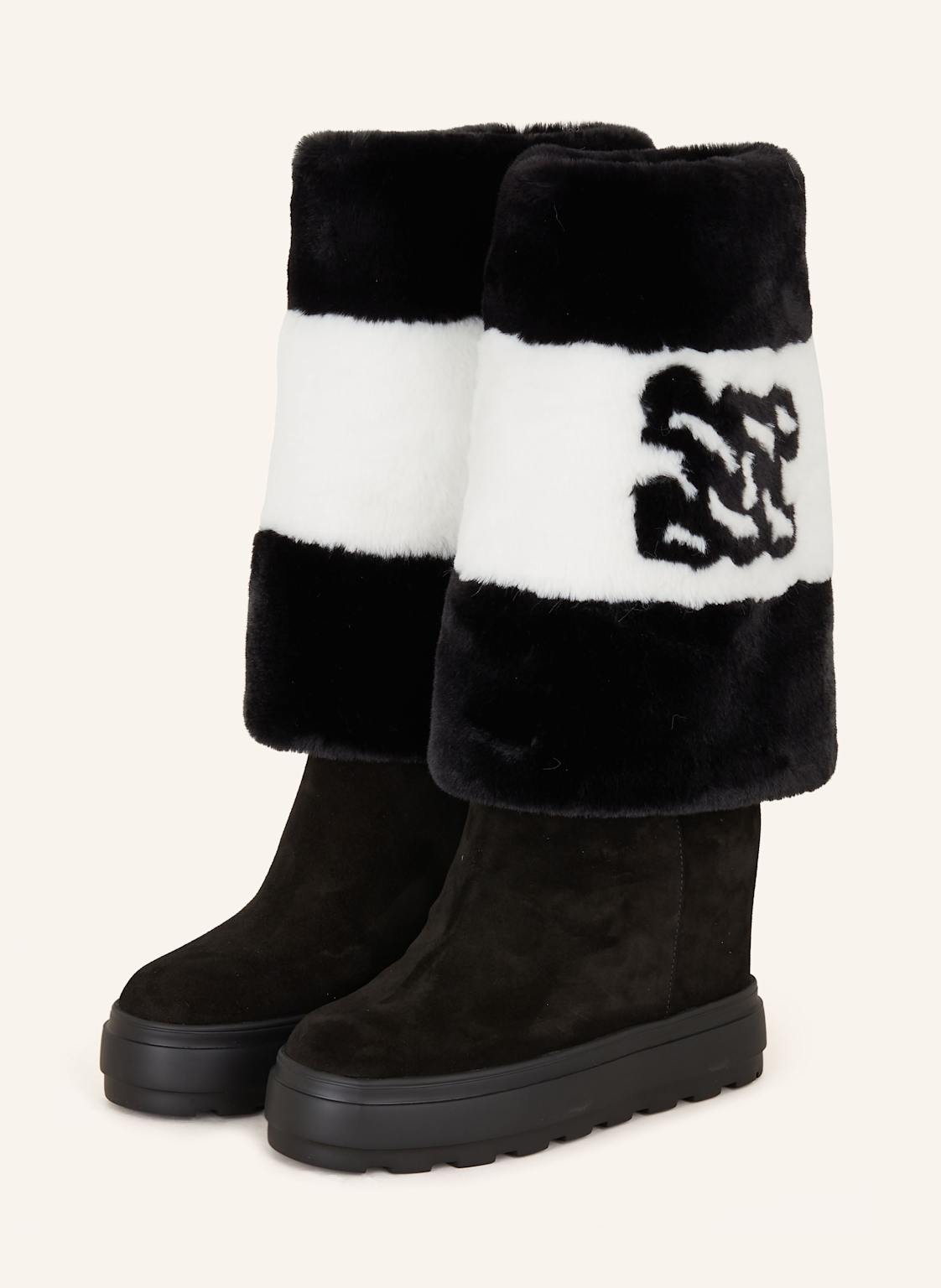 Casadei Plateau-Boots Mit Kunstfell schwarz Casadei Plateau-Boots Mit Kunstfell schwarz von CASADEI