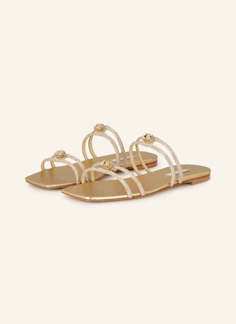 Casadei Sandalen Calypso Mit Schmucksteinen gold von CASADEI