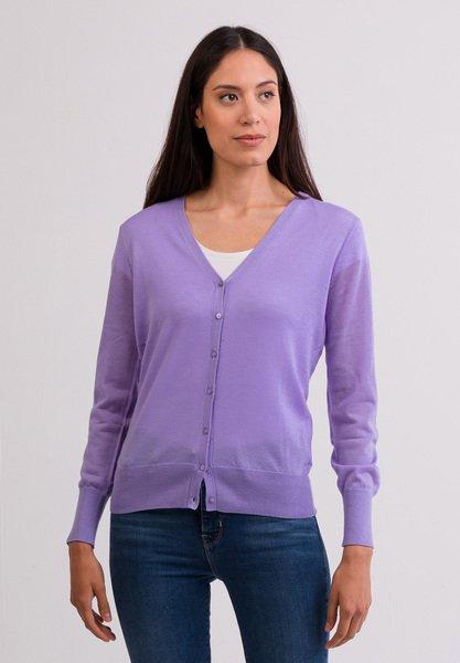 CASH-MERE.CH - Kaschmir Cardigan V-Ausschnitt, für Damen, Viola, Größe L von CASH-MERE.CH