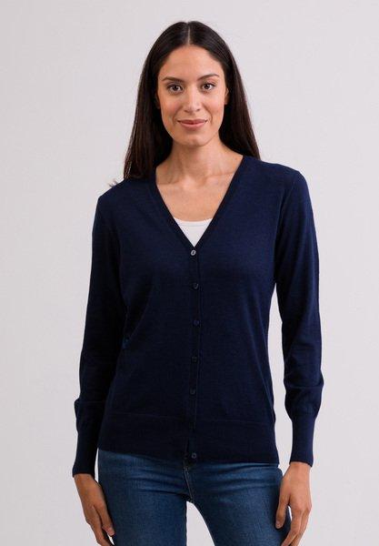 Kaschmir Cardigan V-ausschnitt Damen Marine L von CASH-MERE.CH