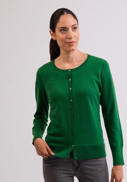 Kaschmir Cardigan Rundhals Damen Grün XL von CASH-MERE.CH