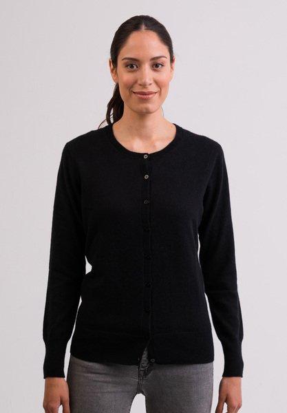 Kaschmir Cardigan Rundhals Damen Schwarz XS von CASH-MERE.CH