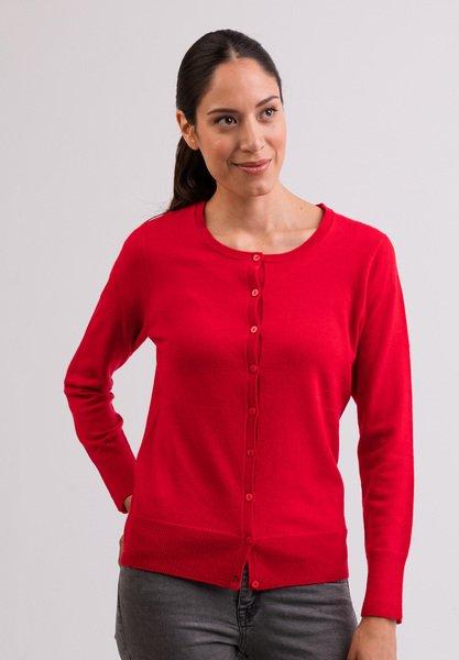 CASH-MERE.CH - Kaschmir Cardigan Rundhals, für Damen, Rot Bunt, Größe XXL von CASH-MERE.CH