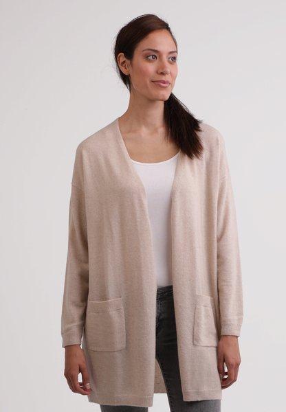 Kaschmir Cardigan Long Damen Weizen XL von CASH-MERE.CH