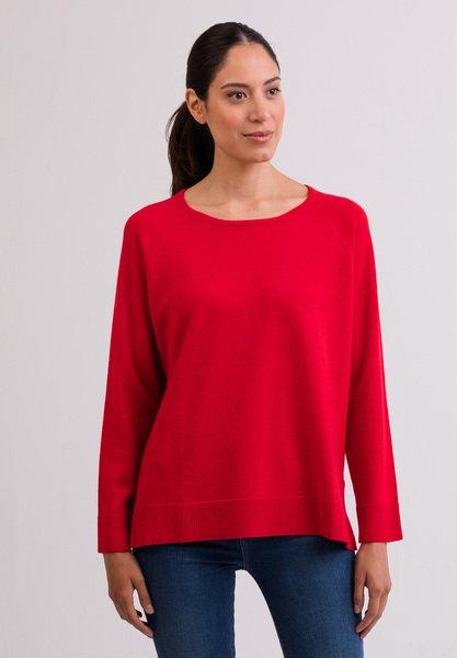 CASH-MERE.CH - Kaschmir Rundhals Pullover mit Seitenschlitzen, für Damen, Rot Bunt, Größe L von CASH-MERE.CH