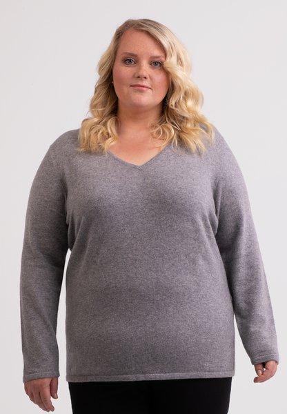 CASH-MERE.CH - Kaschmir V-Ausschnitt Pullover, für Damen, Grau, Größe 4XL von CASH-MERE.CH