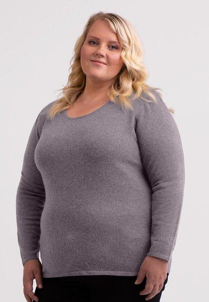 CASH-MERE.CH - Kaschmir Rundhals Pullover, für Damen, Grau, Größe 4XL von CASH-MERE.CH