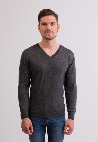 Kaschmir V-ausschnitt Pullover Herren Taubengrau L von CASH-MERE.CH