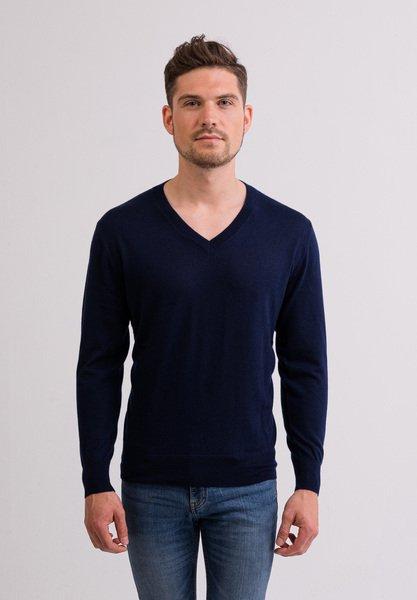 Kaschmir V-ausschnitt Pullover Herren Marine L von CASH-MERE.CH