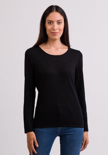 Kaschmir Rundhals Pullover Damen Schwarz M von CASH-MERE.CH