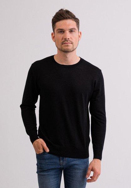 Kaschmir Rundhals Pullover Herren Schwarz S von CASH-MERE.CH