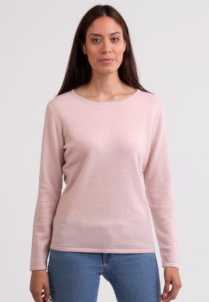 Kaschmir Rundhals Pullover Damen Pink XL von CASH-MERE.CH