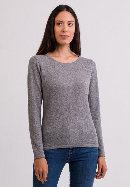 Kaschmir Rundhals Pullover Damen Grau XS von CASH-MERE.CH