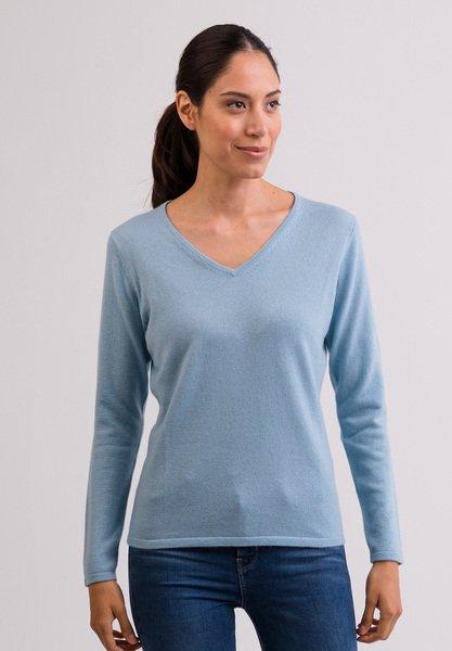 CASH-MERE.CH - Kaschmir V-Ausschnitt Pullover, für Damen, Hellblau, Größe XS von CASH-MERE.CH