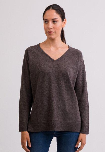 Pullover Mit Seitenschlitzen Damen Beige XS von CASH-MERE.CH