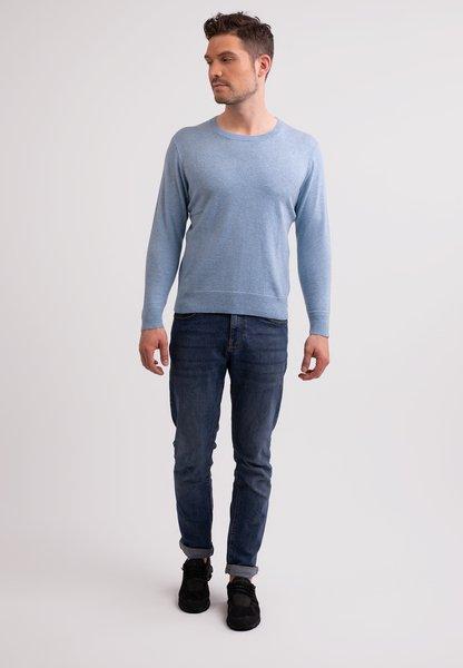 Recycelter Kaschmir Rundhals Pullover Herren Hellblau L von CASH-MERE.CH