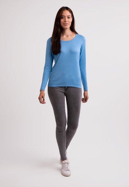 CASH-MERE.CH - Seide Kaschmir Rundhals Pullover, für Damen, Taubenblau, Größe L von CASH-MERE.CH