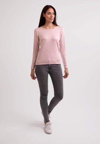 Seide Kaschmir Rundhals Pullover Damen Hellrosa S von CASH-MERE.CH