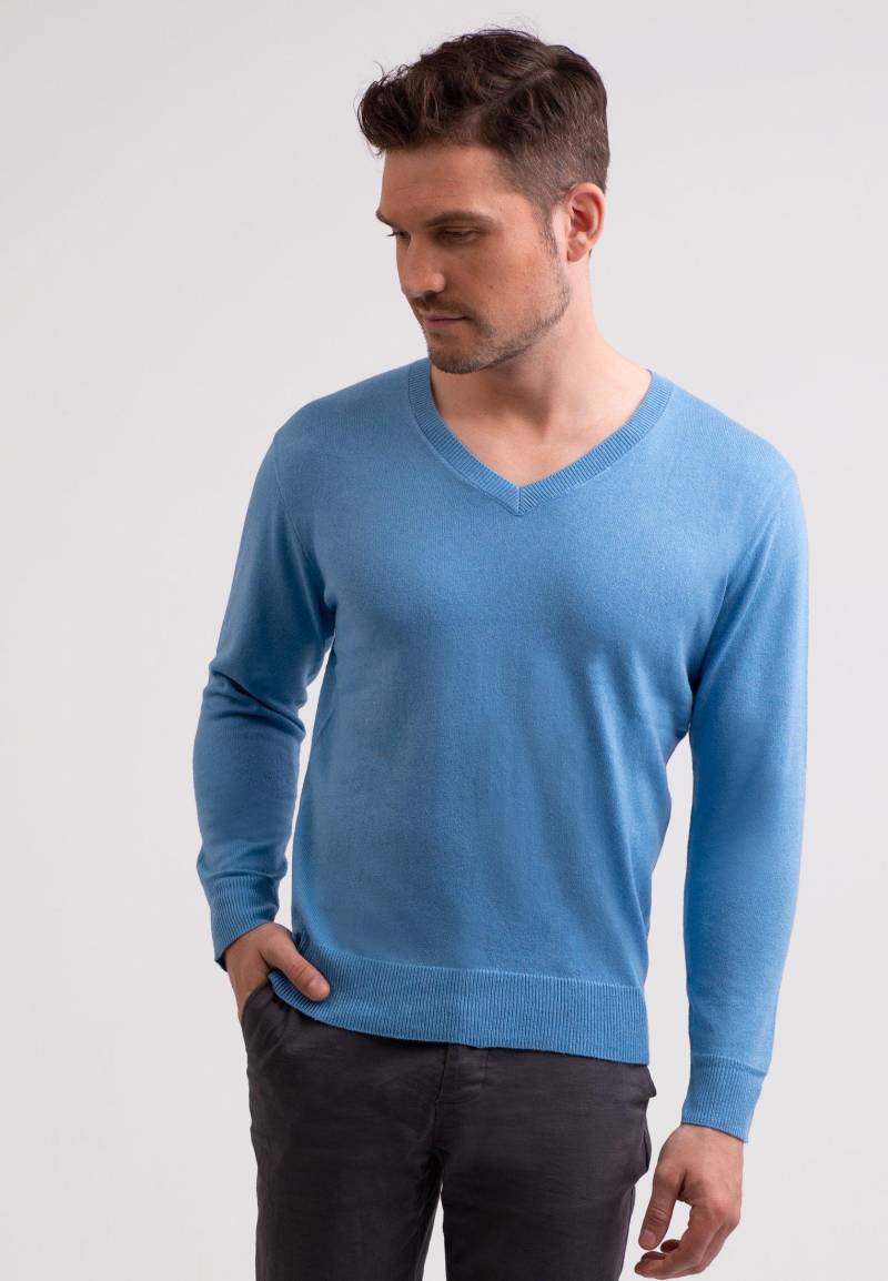 CASH-MERE.CH - Kaschmir V-Ausschnitt Pullover, für Herren, Blau, Größe S von CASH-MERE.CH