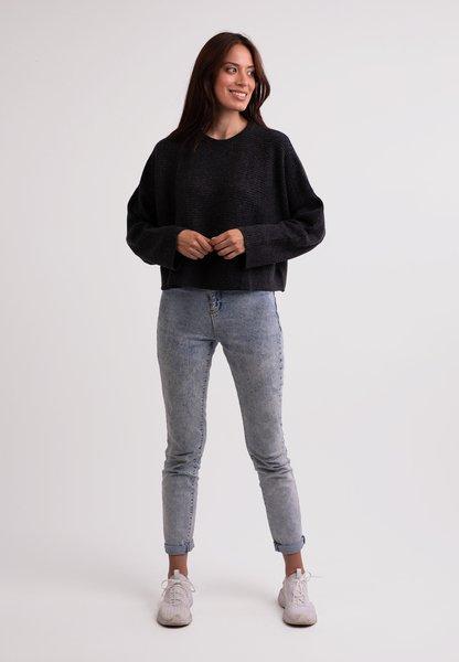 Wolle Kaschmir Rundhals Pullover Damen Anthrazit M von CASH-MERE.CH