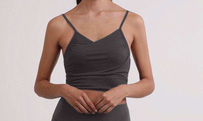 Yoga Top Damen Grau M von CASH-MERE.CH