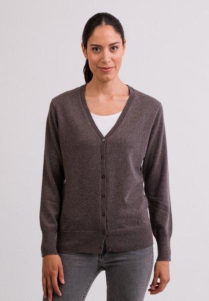 Kaschmir Cardigan V-ausschnitt Damen Beige M von CASH-MERE.CH