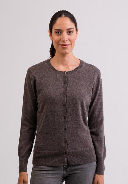 CASH-MERE.CH - Kaschmir Cardigan Rundhals, für Damen, Beige, Größe XXL von CASH-MERE.CH