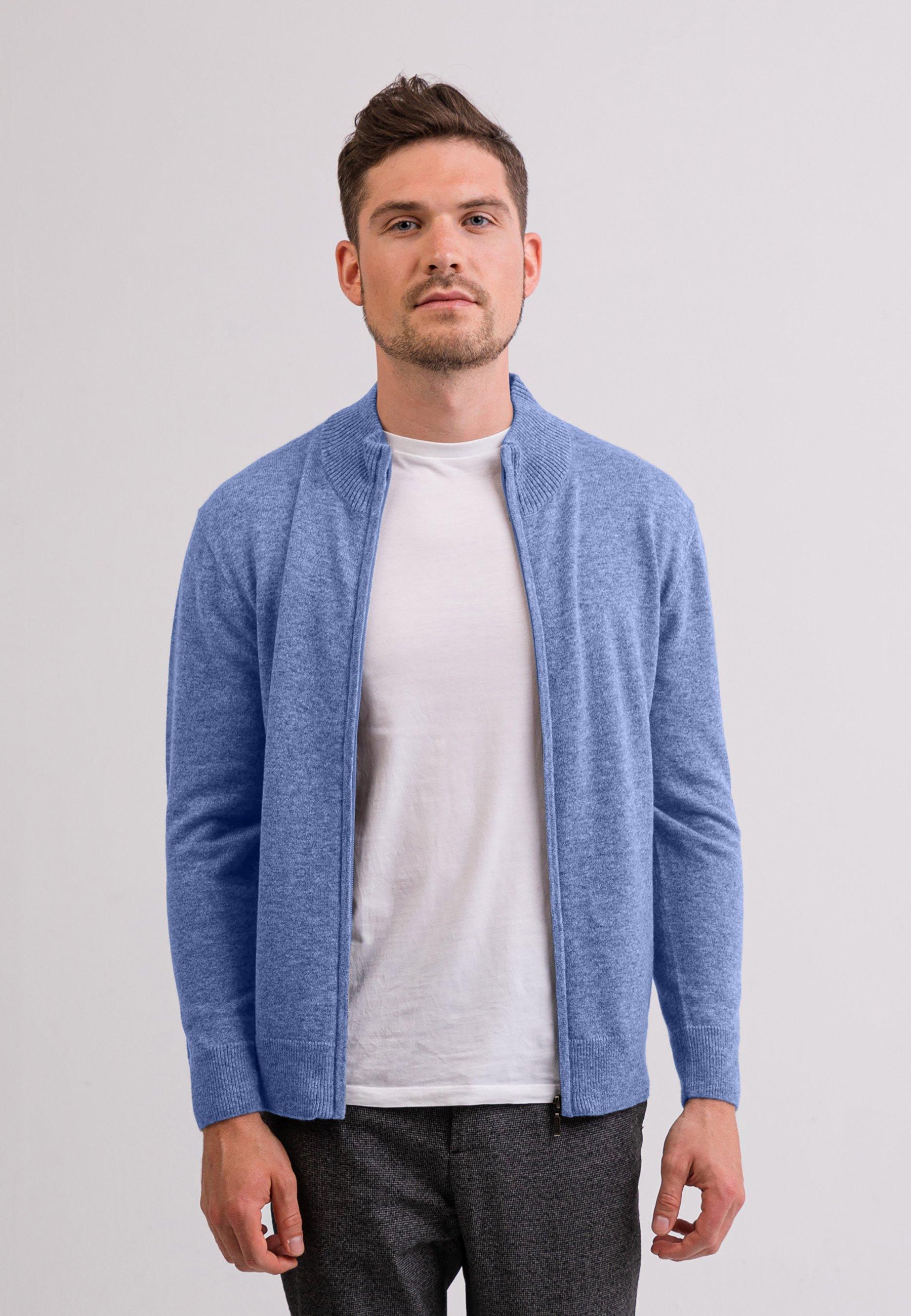 Kaschmir Cardigan Herren Azurblau M von CASH-MERE.CH