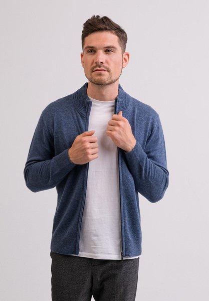 Kaschmir Cardigan Herren Blau Denim S von CASH-MERE.CH