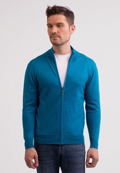 Kaschmir Cardigan Herren Blau M von CASH-MERE.CH