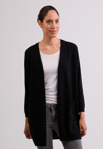 Kaschmir Cardigan Long Damen Schwarz XS von CASH-MERE.CH