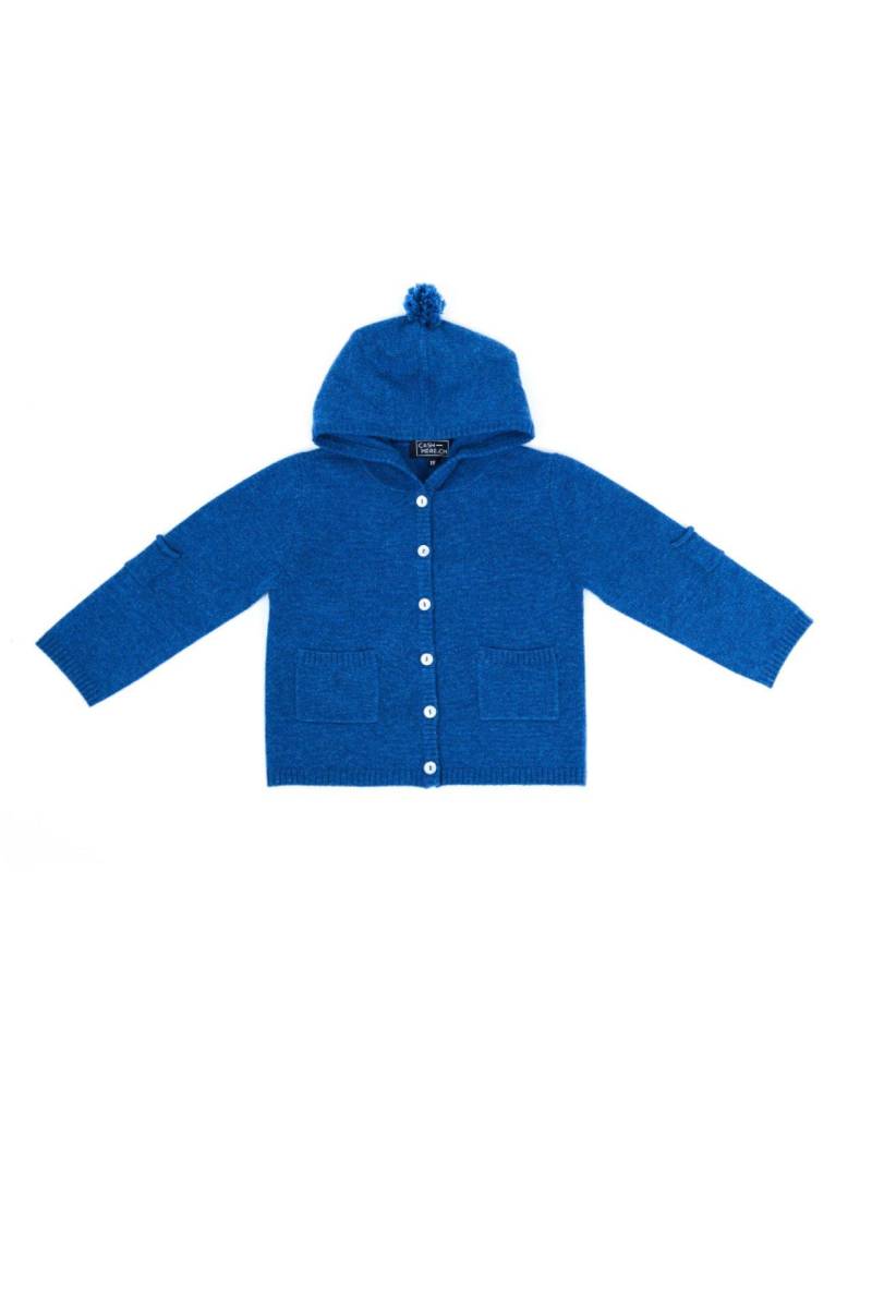 Kaschmir Kapuzenpullover Hoodie Unisex Blau 0-6M von CASH-MERE.CH