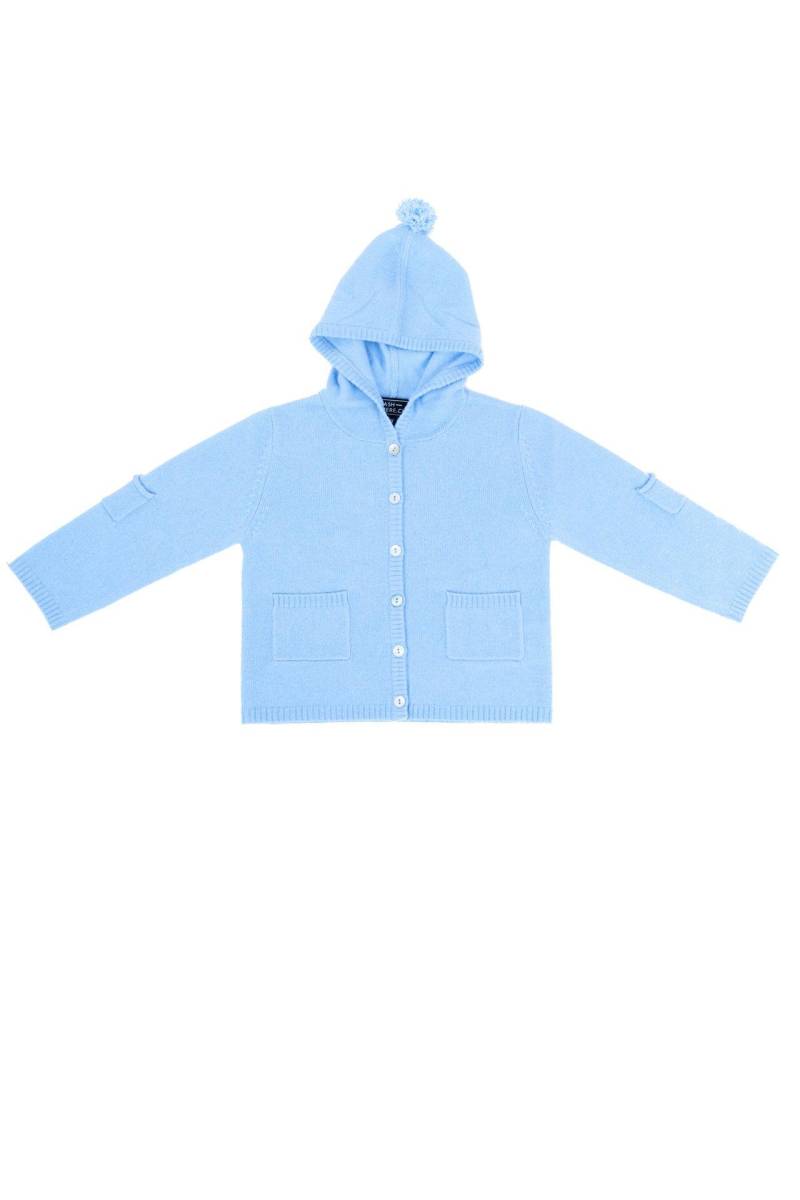 Kaschmir Kapuzenpullover Hoodie Unisex Hellblau 0-6M von CASH-MERE.CH