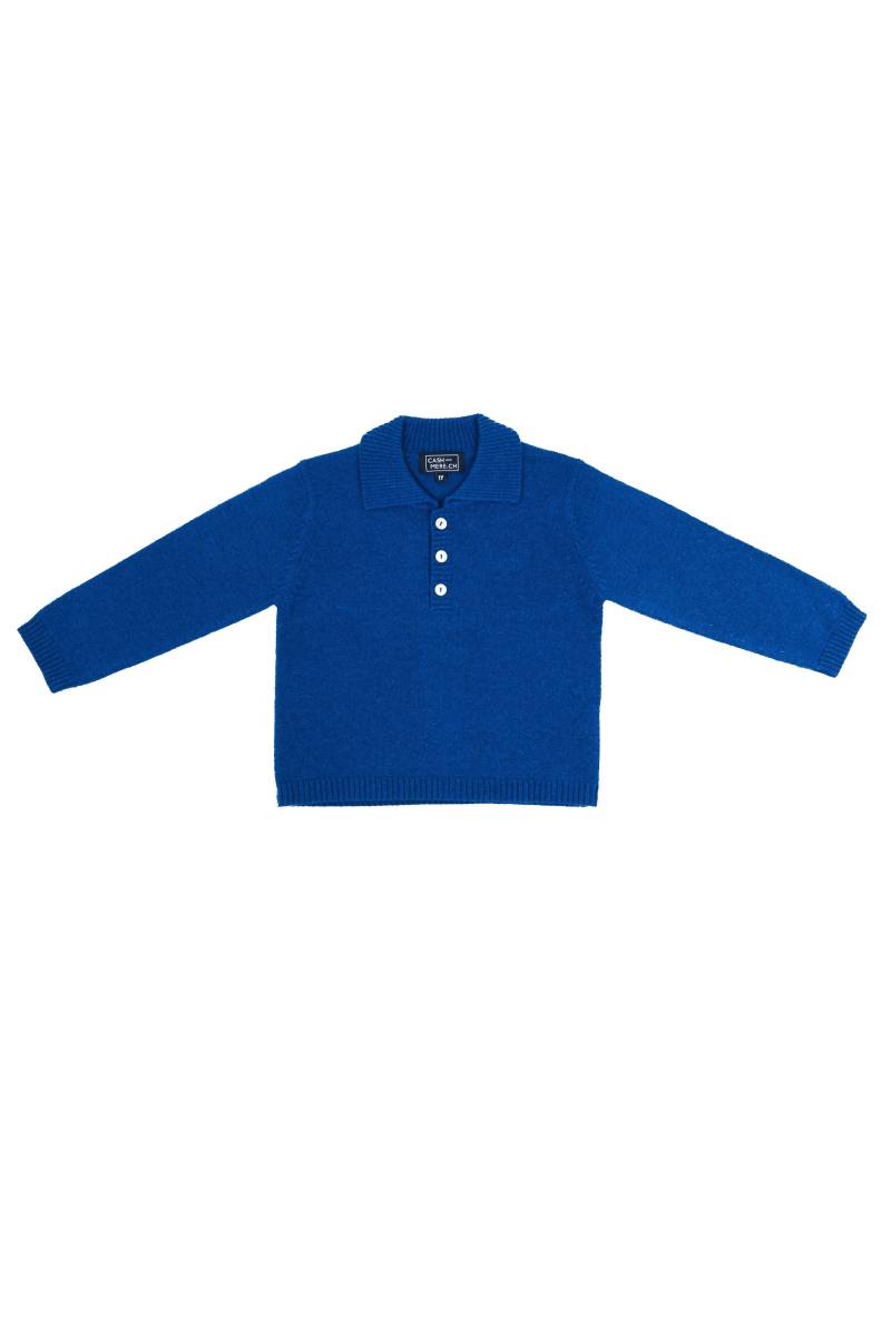 Kaschmir Polo Pullover Unisex Blau 0-6M von CASH-MERE.CH