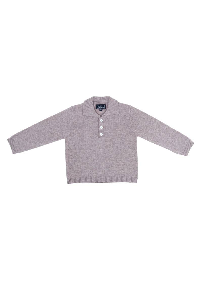 Kaschmir Polo Pullover Unisex Violett 1A von CASH-MERE.CH