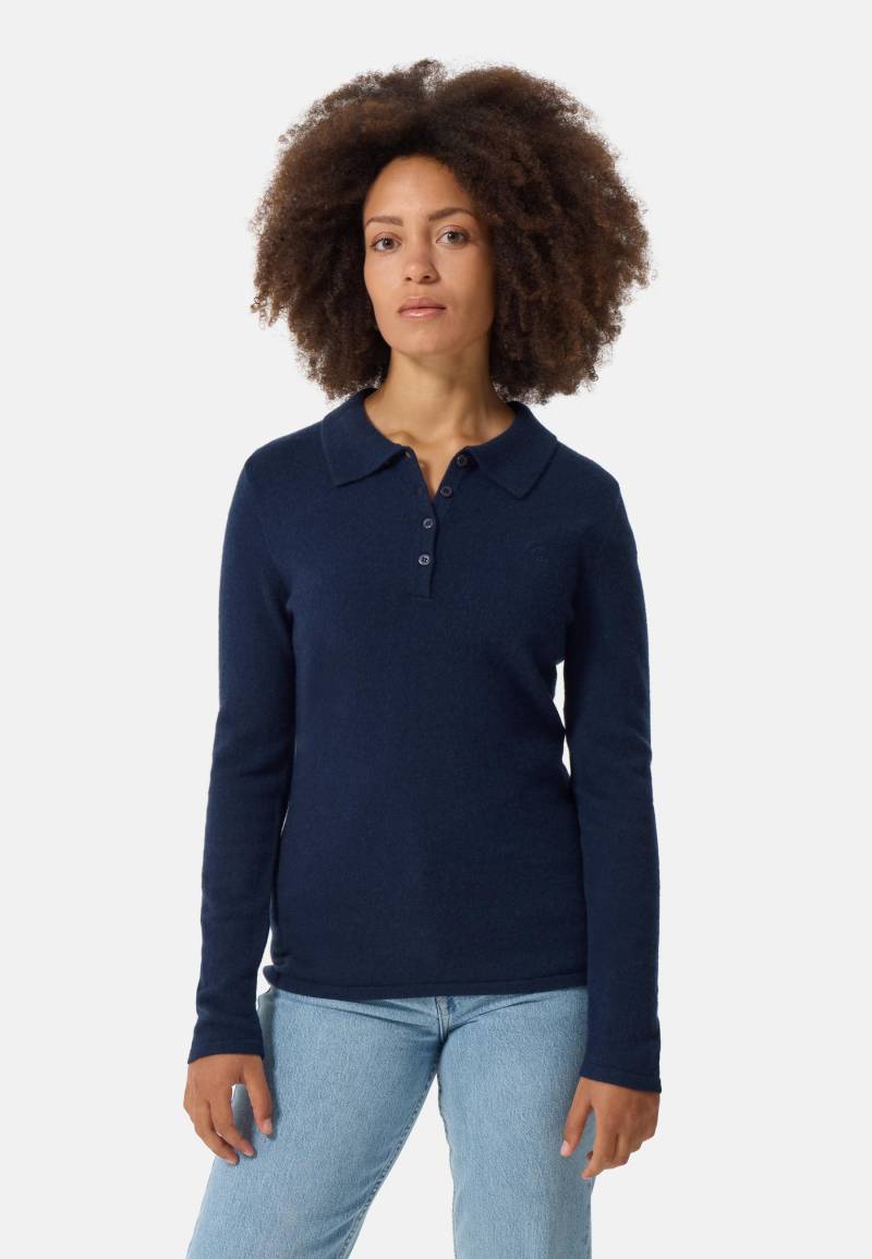 Kaschmir Poloshirt Langarm Damen Marine M von CASH-MERE.CH