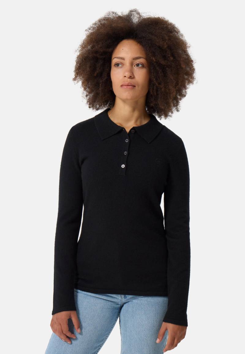 Kaschmir Poloshirt Langarm Damen Schwarz L von CASH-MERE.CH