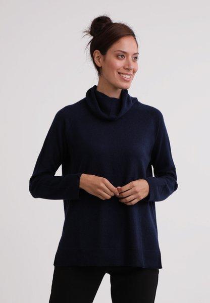 Kaschmir Rollkragen Pullover Damen Blau XL von CASH-MERE.CH