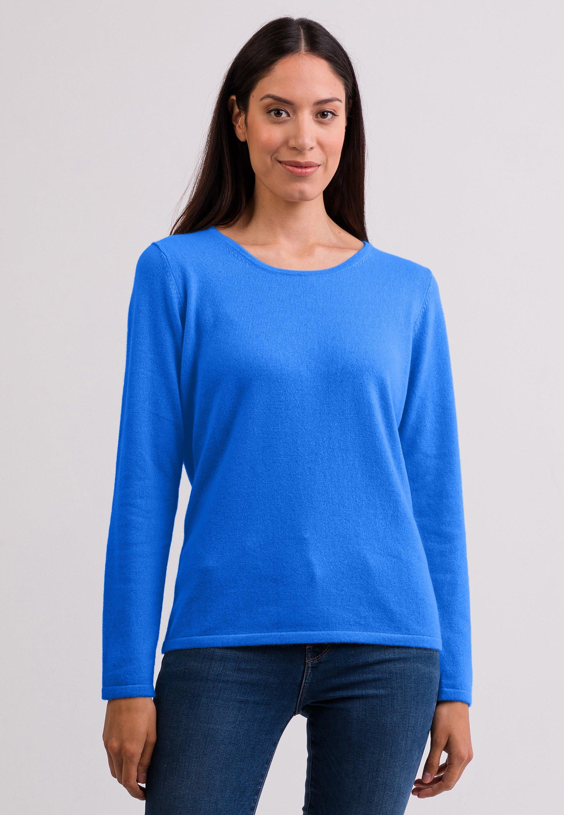 CASH-MERE.CH - Kaschmir Rundhals Pullover, für Damen, Dazzling Blue, Größe XS von CASH-MERE.CH