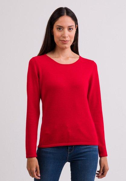 Kaschmir Rundhals Pullover Damen Rot Bunt M von CASH-MERE.CH