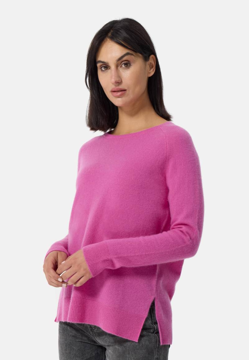 Kaschmir Rundhals Pullover Mit Seitenschlitzen Damen Altrosa L von CASH-MERE.CH