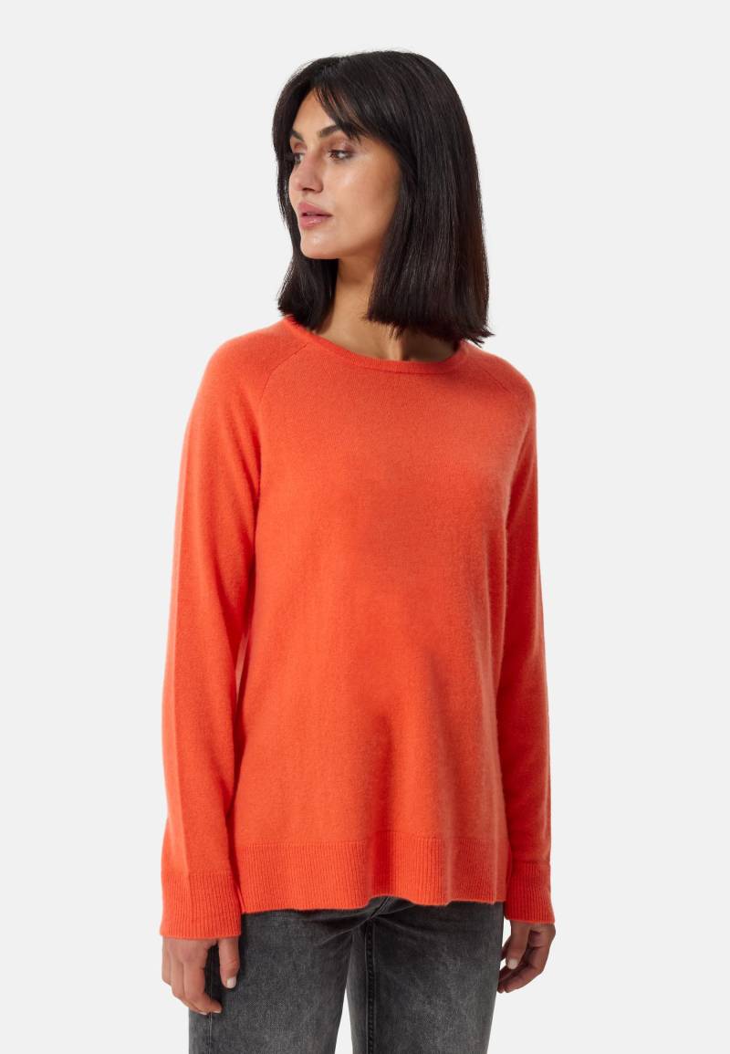 Kaschmir Rundhals Pullover Mit Seitenschlitzen Damen Orange M von CASH-MERE.CH