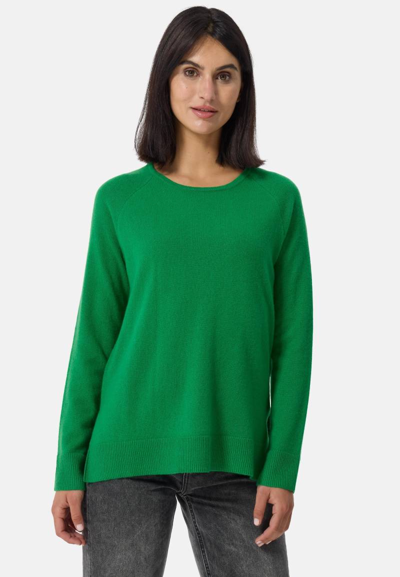 Kaschmir Rundhals Pullover Mit Seitenschlitzen Damen Grün XS von CASH-MERE.CH