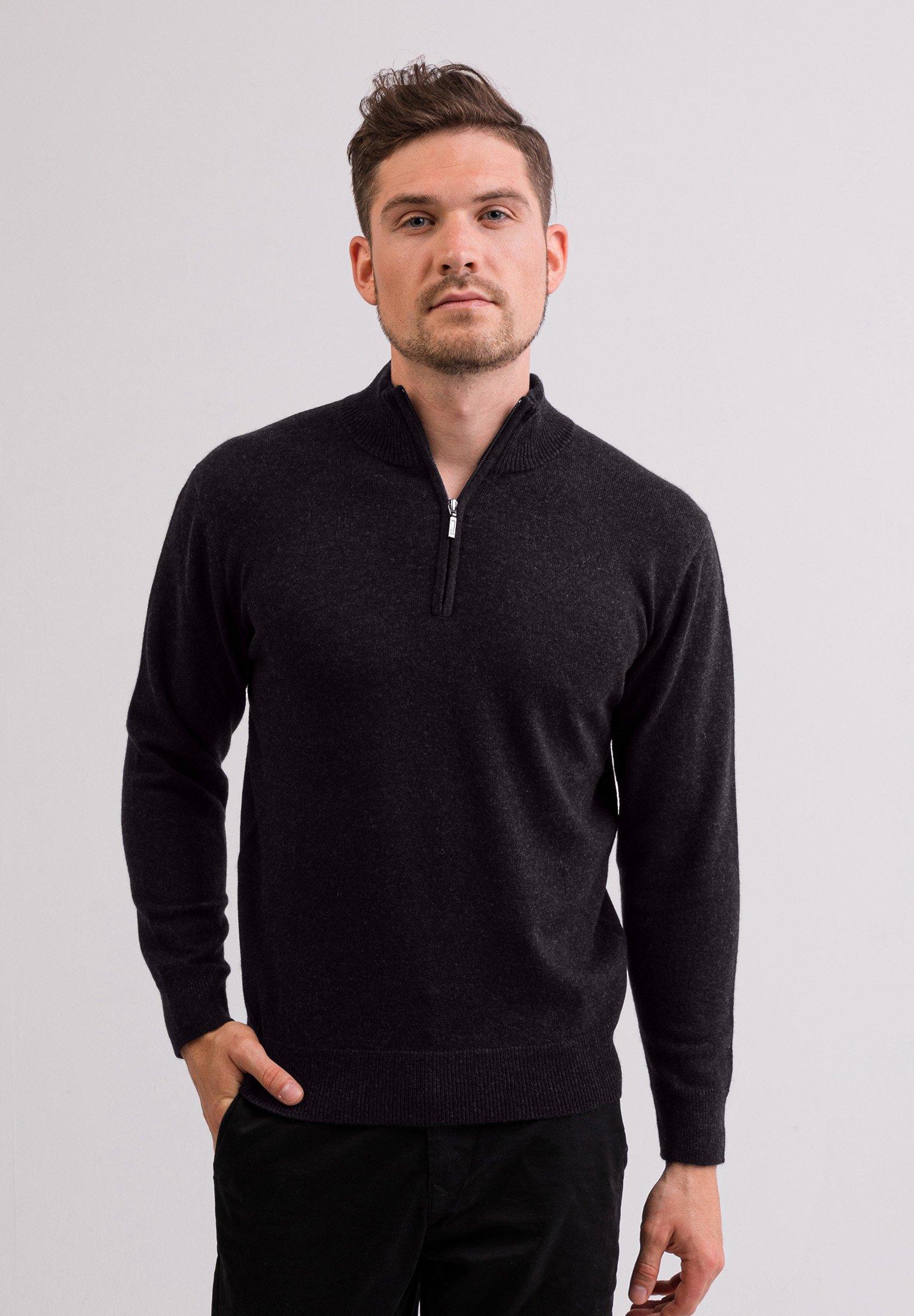 Kaschmir Stehkragen Pullover Herren Space Black S von CASH-MERE.CH