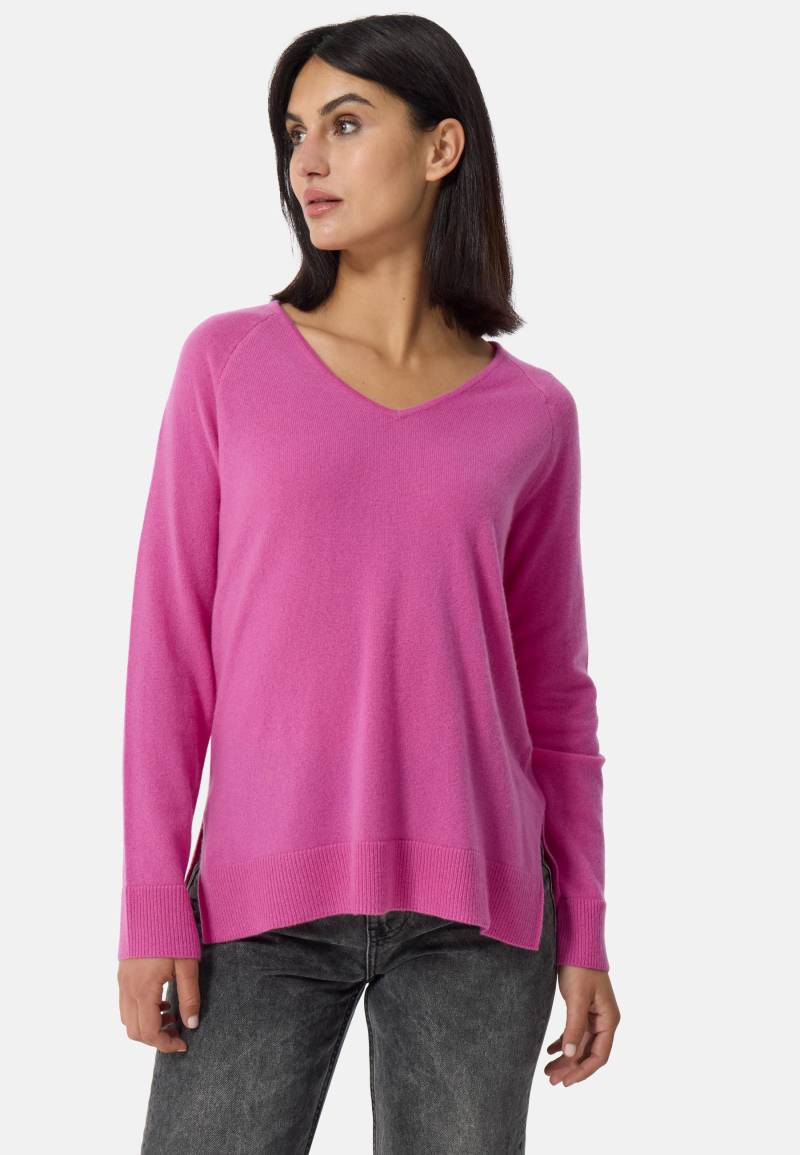 Kaschmir V-ausschnitt Pullover Mit Seitenschlitzen Damen Altrosa M von CASH-MERE.CH