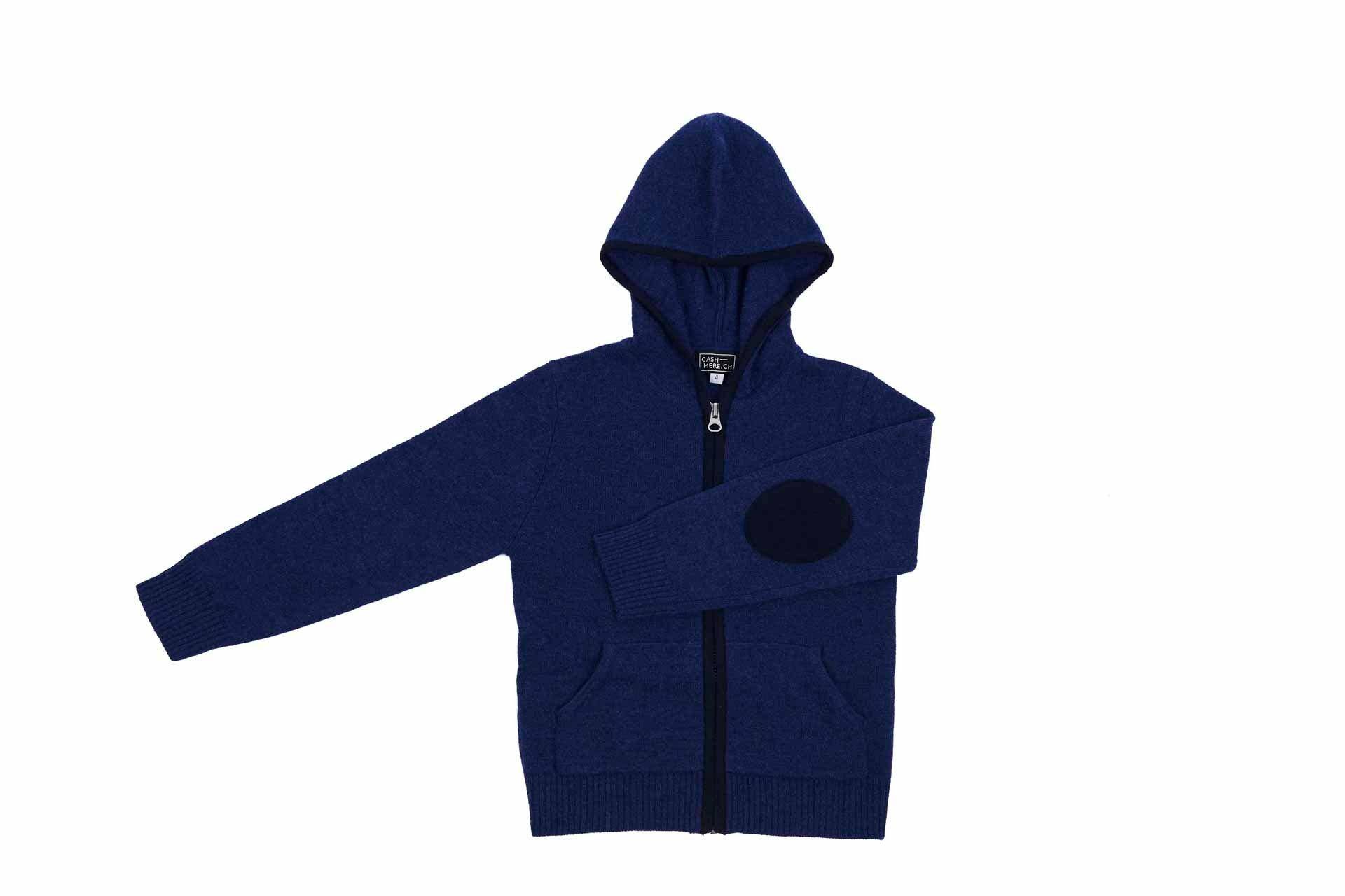 CASH-MERE.CH - Kinder Kaschmir Hoodie, 3-4A, Blau von CASH-MERE.CH